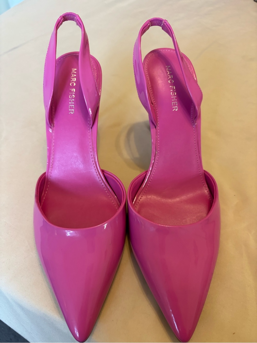 Marc Fisher Hot Pink Patent Slingback Pointed Pumps